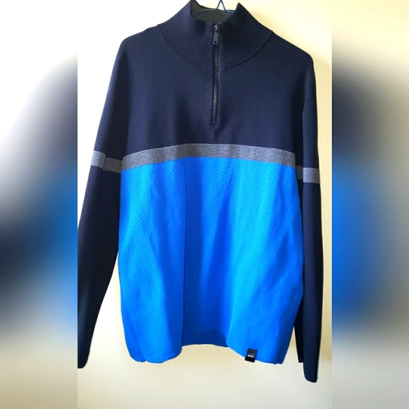🥳🥳❄❄HOST PICK🥳🥳❄❄DKNY Colourblock Quarter-Zip Cotton Sweater XL - Picture 2 of 6